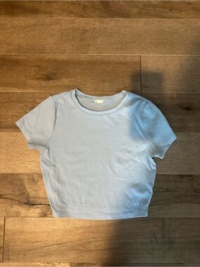 Garage Light Blue Ribbed Short Sleeve Tee Size Medium